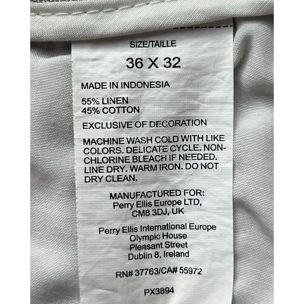 Perry Ellis Women's Linen Cotton Draw String Dress Pants Size 36/32